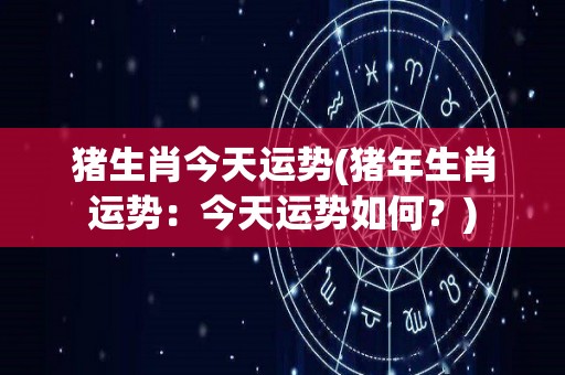 猪生肖今天运势(猪年生肖运势：今天运势如何？)
