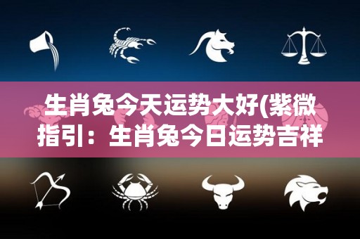 生肖兔今天运势大好(紫微指引：生肖兔今日运势吉祥如意)