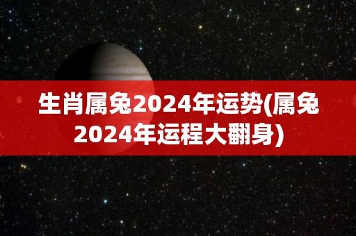 生肖属兔2024年运势(属兔2024年运程大翻身)