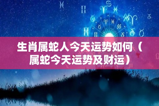 生肖属蛇人今天运势如何（属蛇今天运势及财运）