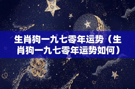 生肖狗一九七零年运势（生肖狗一九七零年运势如何）