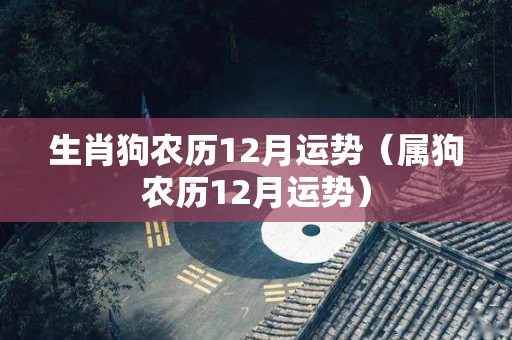 生肖狗农历12月运势（属狗农历12月运势）