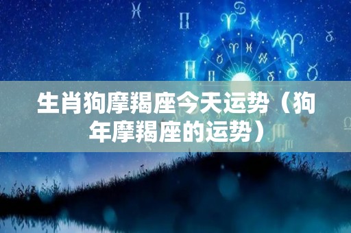 生肖狗摩羯座今天运势（狗年摩羯座的运势）