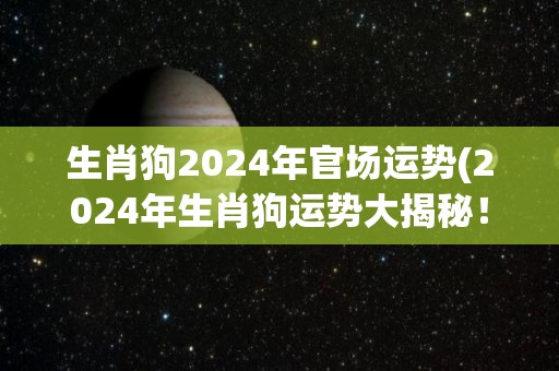 生肖狗2024年官场运势(2024年生肖狗运势大揭秘！)