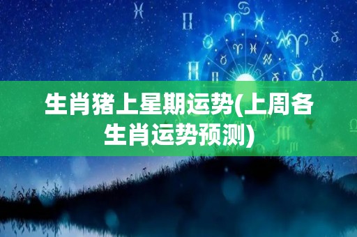 生肖猪上星期运势(上周各生肖运势预测)