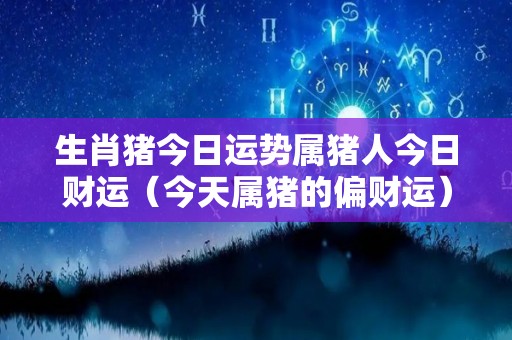 生肖猪今日运势属猪人今日财运（今天属猪的偏财运）