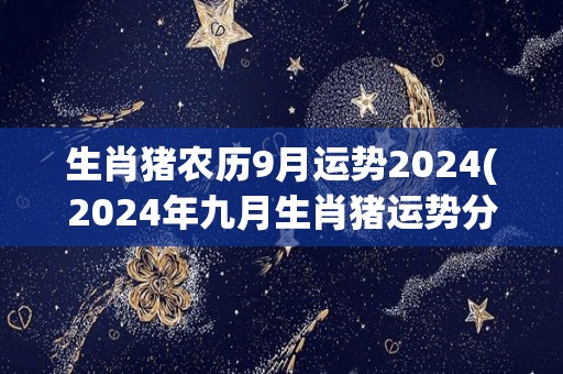 生肖猪农历9月运势2024(2024年九月生肖猪运势分析)