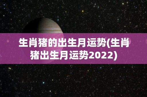 生肖猪的出生月运势(生肖猪出生月运势2022)