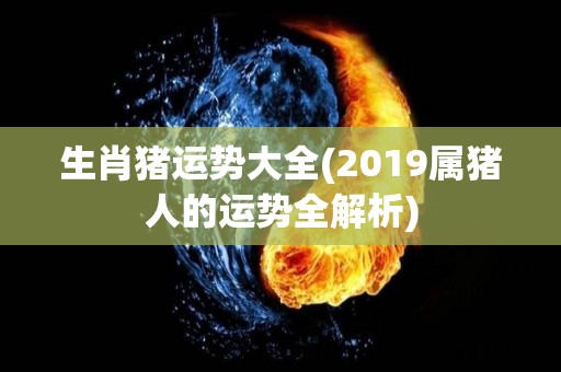 生肖猪运势大全(2019属猪人的运势全解析)