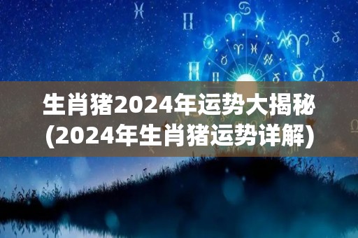 生肖猪2024年运势大揭秘(2024年生肖猪运势详解)