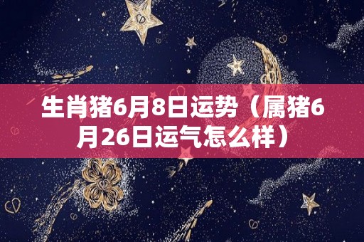 生肖猪6月8日运势（属猪6月26日运气怎么样）