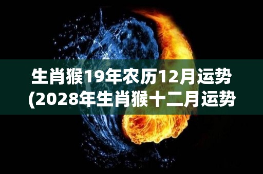 生肖猴19年农历12月运势(2028年生肖猴十二月运势解析)