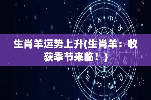 生肖羊运势上升(生肖羊：收获季节来临！)