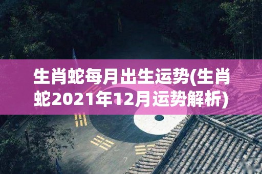 生肖蛇每月出生运势(生肖蛇2021年12月运势解析)