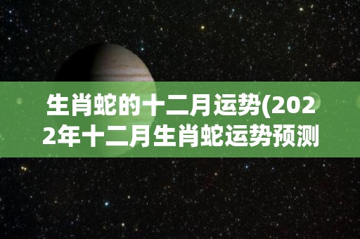 生肖蛇的十二月运势(2022年十二月生肖蛇运势预测)