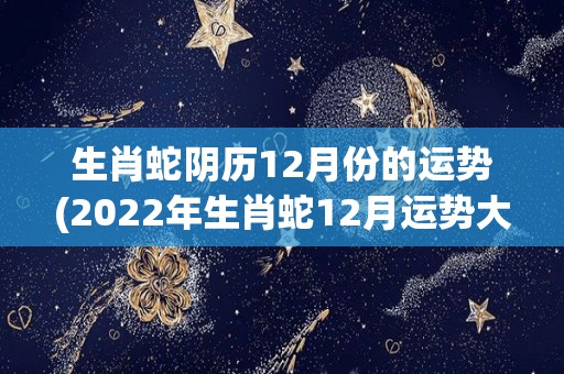 生肖蛇阴历12月份的运势(2022年生肖蛇12月运势大幅提升！)