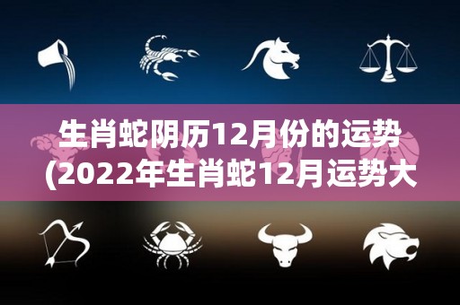 生肖蛇阴历12月份的运势(2022年生肖蛇12月运势大幅提升！)