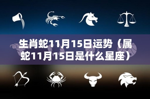 生肖蛇11月15日运势（属蛇11月15日是什么星座）