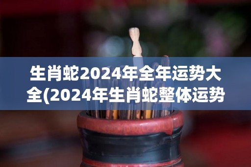 生肖蛇2024年全年运势大全(2024年生肖蛇整体运势详解)