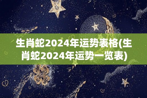 生肖蛇2024年运势表格(生肖蛇2024年运势一览表)