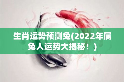 生肖运势预测兔(2022年属兔人运势大揭秘！)