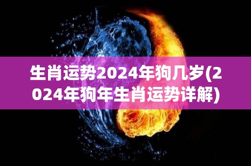 生肖运势2024年狗几岁(2024年狗年生肖运势详解)