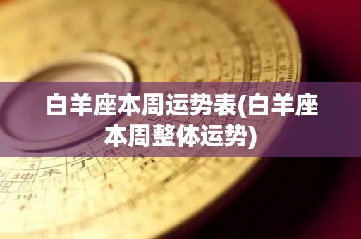 白羊座本周运势表(白羊座本周整体运势)