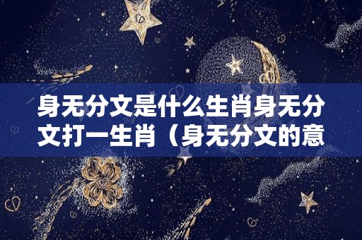 身无分文是什么生肖身无分文打一生肖（身无分文的意思是什么）