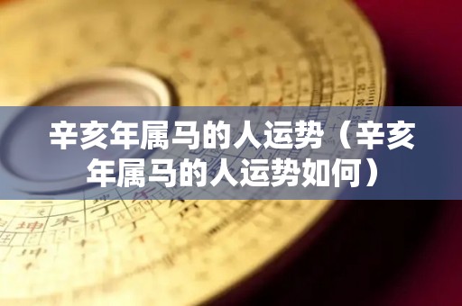 辛亥年属马的人运势（辛亥年属马的人运势如何）