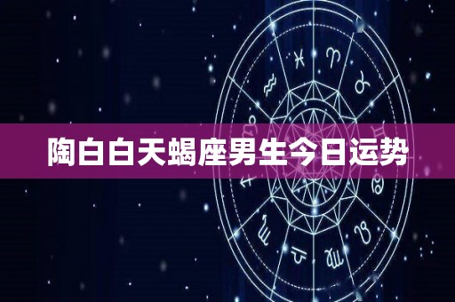 陶白白天蝎座男生今日运势