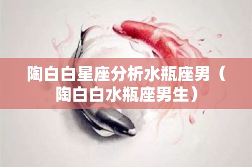 陶白白星座分析水瓶座男（陶白白水瓶座男生）