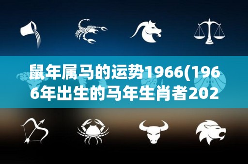 鼠年属马的运势1966(1966年出生的马年生肖者2020年运势如何？)