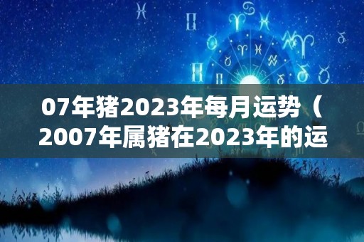 07年猪2023年每月运势（2007年属猪在2023年的运势）