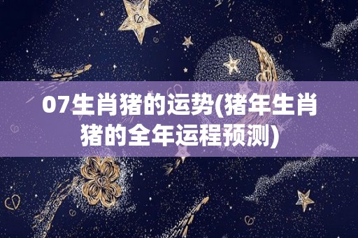 07生肖猪的运势(猪年生肖猪的全年运程预测)
