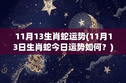 11月13生肖蛇运势(11月13日生肖蛇今日运势如何？)