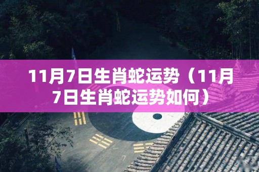 11月7日生肖蛇运势（11月7日生肖蛇运势如何）