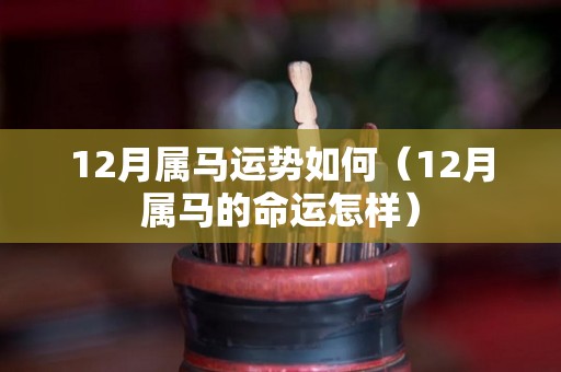 12月属马运势如何（12月属马的命运怎样）