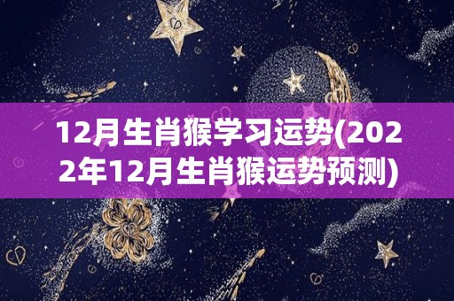 12月生肖猴学习运势(2022年12月生肖猴运势预测)