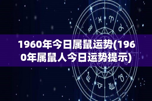 1960年今日属鼠运势(1960年属鼠人今日运势提示)