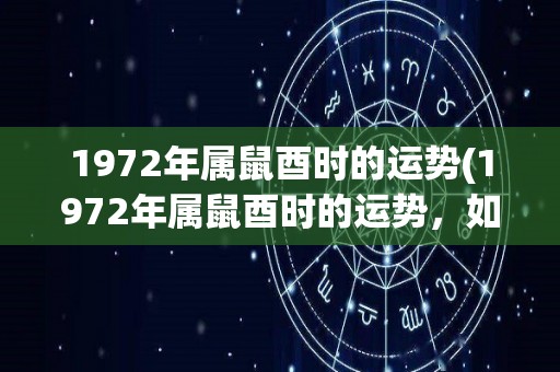 1972年属鼠酉时的运势(1972年属鼠酉时的运势，如何？)