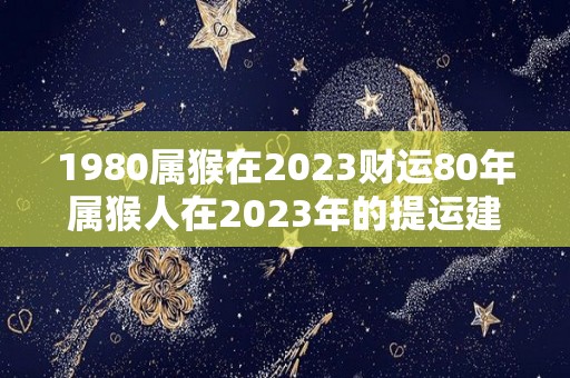 1980属猴在2023财运80年属猴人在2023年的提运建议（1980年猴在2023年运势）