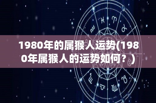 1980年的属猴人运势(1980年属猴人的运势如何？)