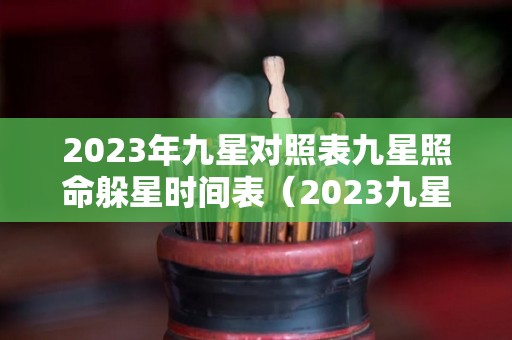 2023年九星对照表九星照命躲星时间表（2023九星飞宫）