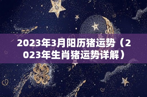 2023年3月阳历猪运势（2023年生肖猪运势详解）