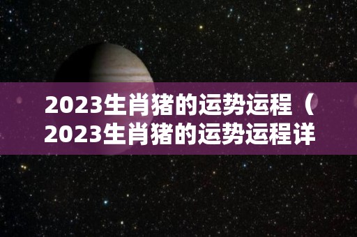 2023生肖猪的运势运程（2023生肖猪的运势运程详解）