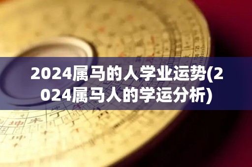 2024属马的人学业运势(2024属马人的学运分析)