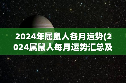 2024年属鼠人各月运势(2024属鼠人每月运势汇总及解析)
