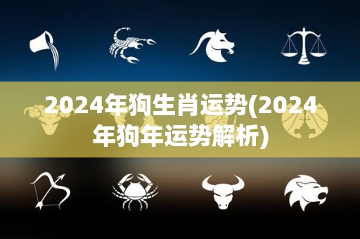 2024年狗生肖运势(2024年狗年运势解析)