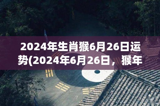 2024年生肖猴6月26日运势(2024年6月26日，猴年生肖者的运势如何？)