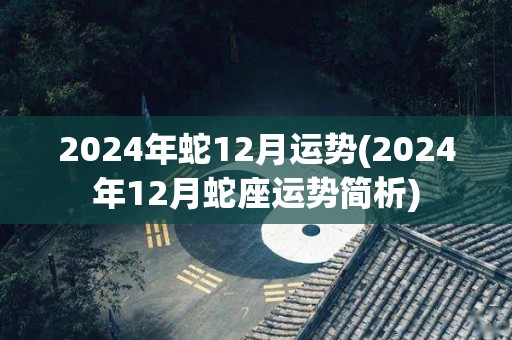 2024年蛇12月运势(2024年12月蛇座运势简析)